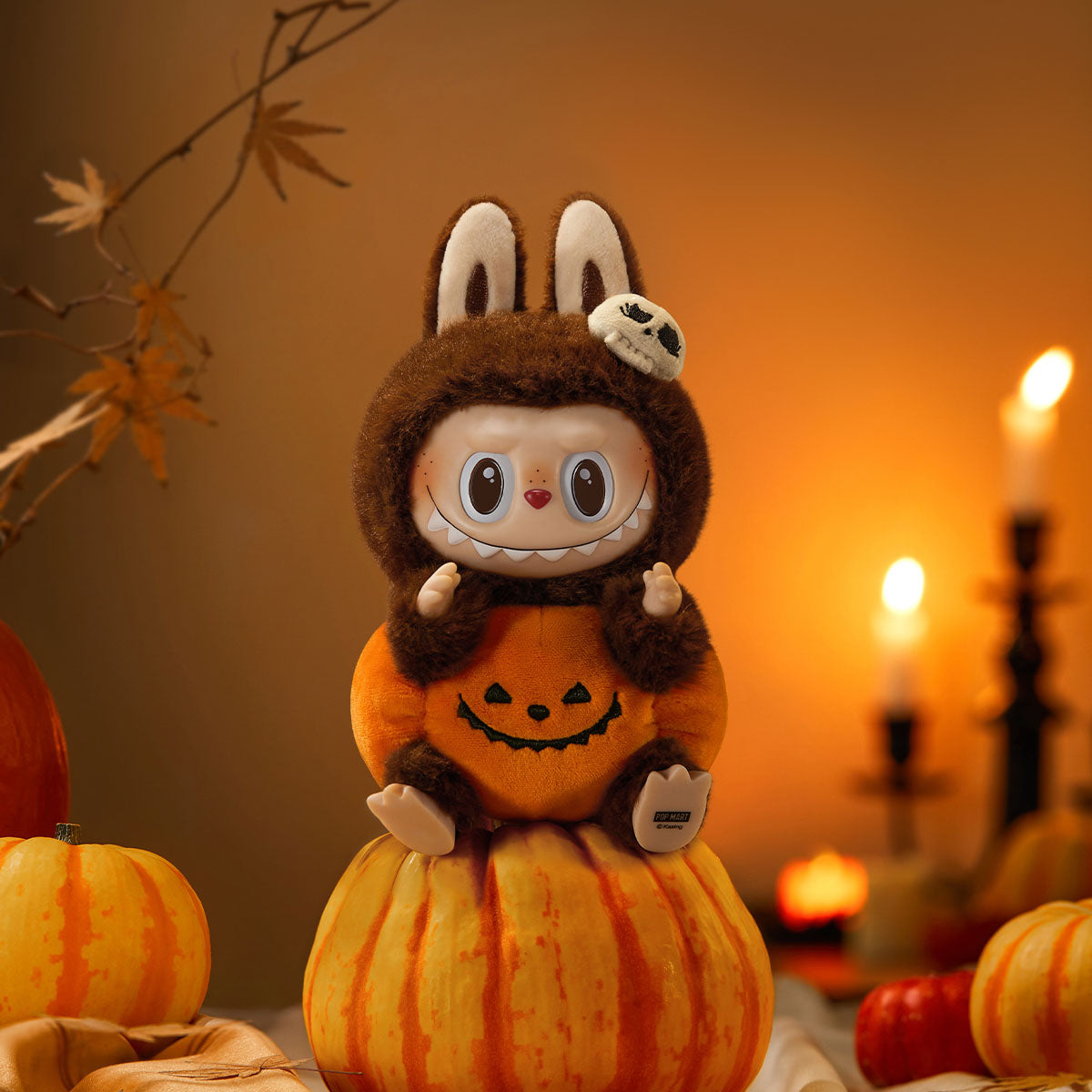 Pop Mart Labubu The Monsters – Happy Halloween Party Series Sitting Pumpkin Vinyl Plush Pendant - Sweeterlook