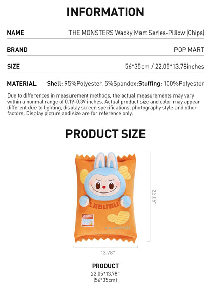 Pop Mart Labubu The Monsters Wacky Mart Series – Chips Pillow - Sweeterlook